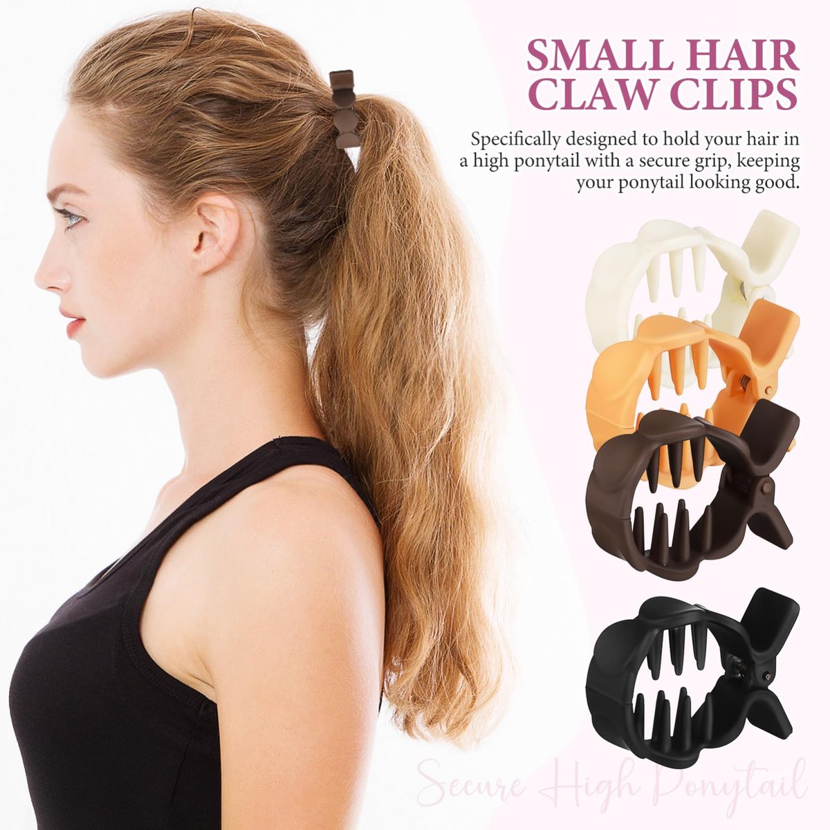 Beaupretty Small Hair Claw Clips for High Ponytail - Secure Hold Hair Grips, Lightweight Styling Clips for Thick Women, 8 Pack - görsel 5