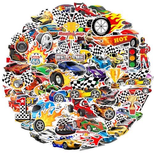 105PCS Race Car Stickers - Vinyl Decals for Water Bottles, Laptops, Phones, Bikes & Party Favors - görsel 4