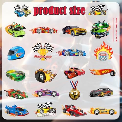 105PCS Race Car Stickers - Vinyl Decals for Water Bottles, Laptops, Phones, Bikes & Party Favors - görsel 8