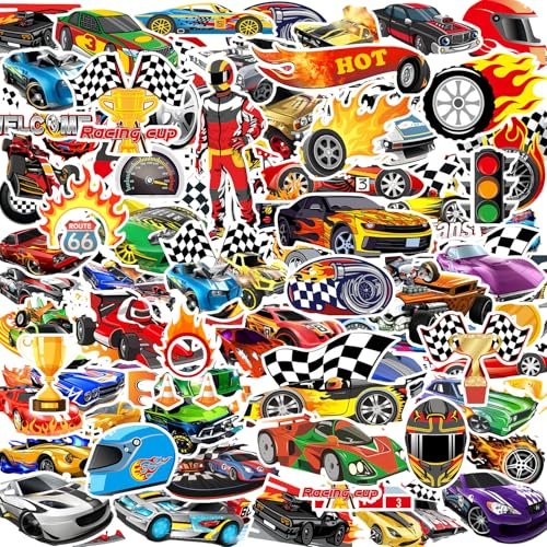 105PCS Race Car Stickers - Vinyl Decals for Water Bottles, Laptops, Phones, Bikes & Party Favors - görsel 2