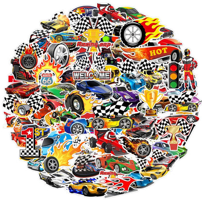 105PCS Race Car Stickers - Vinyl Decals for Water Bottles, Laptops, Phones, Bikes & Party Favors