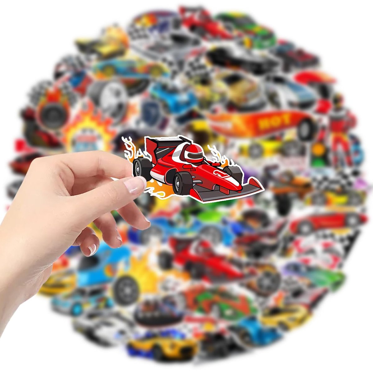 105PCS Race Car Stickers - Vinyl Decals for Water Bottles, Laptops, Phones, Bikes & Party Favors - görsel 5