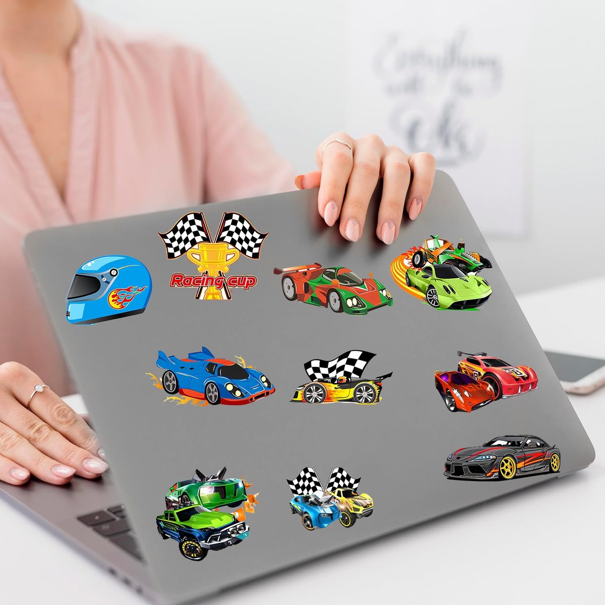 105PCS Race Car Stickers - Vinyl Decals for Water Bottles, Laptops, Phones, Bikes & Party Favors - görsel 10