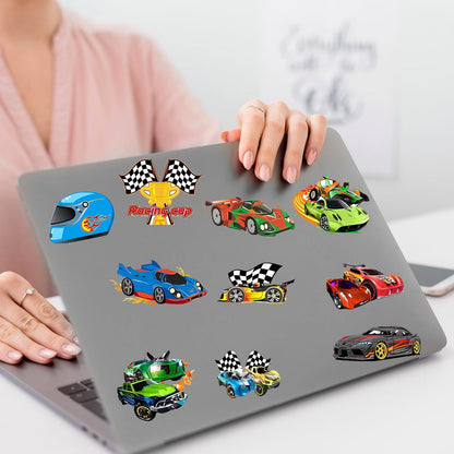 105PCS Race Car Stickers - Vinyl Decals for Water Bottles, Laptops, Phones, Bikes & Party Favors