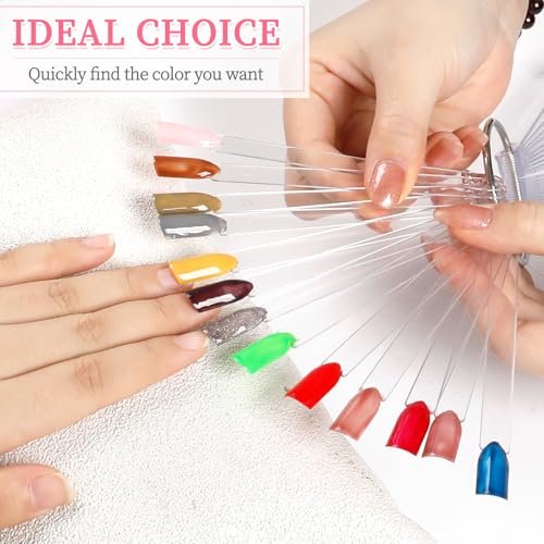 BQAN 100 Pcs Clear Acrylic Nail Swatch Sticks with Ring & Number Stickers - Nail Art Display & Practice Sticks for Home or Salon - görsel 10