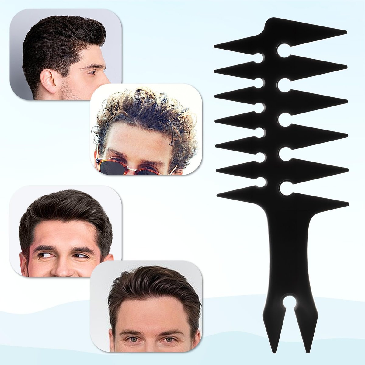 Hair Wide Tooth Comb - Double Sided Detangling Comb for Men's Hairstyling - görsel 11