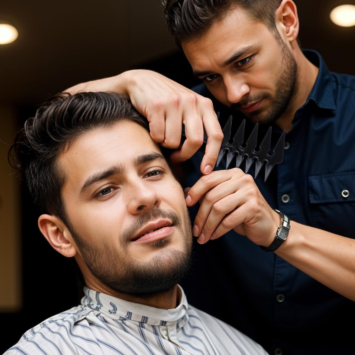Hair Wide Tooth Comb - Double Sided Detangling Comb for Men's Hairstyling - görsel 9