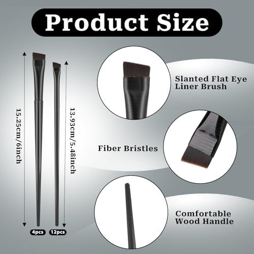 16-Pack Ultra Thin Angled Eyebrow Tint Brushes - Fine Precision Eye Liner & Brow Makeup Applicator by KALIONE - görsel 4