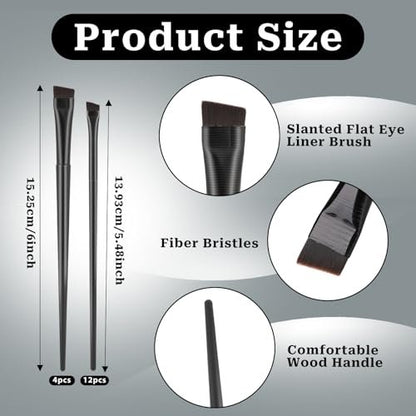 16-Pack Ultra Thin Angled Eyebrow Tint Brushes - Fine Precision Eye Liner & Brow Makeup Applicator by KALIONE