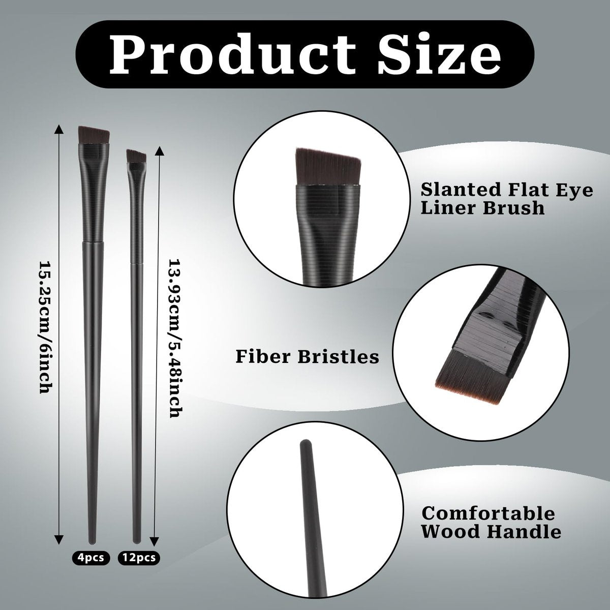 16-Pack Ultra Thin Angled Eyebrow Tint Brushes - Fine Precision Eye Liner & Brow Makeup Applicator by KALIONE - görsel 3