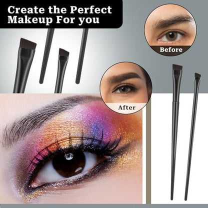 16-Pack Ultra Thin Angled Eyebrow Tint Brushes - Fine Precision Eye Liner & Brow Makeup Applicator by KALIONE