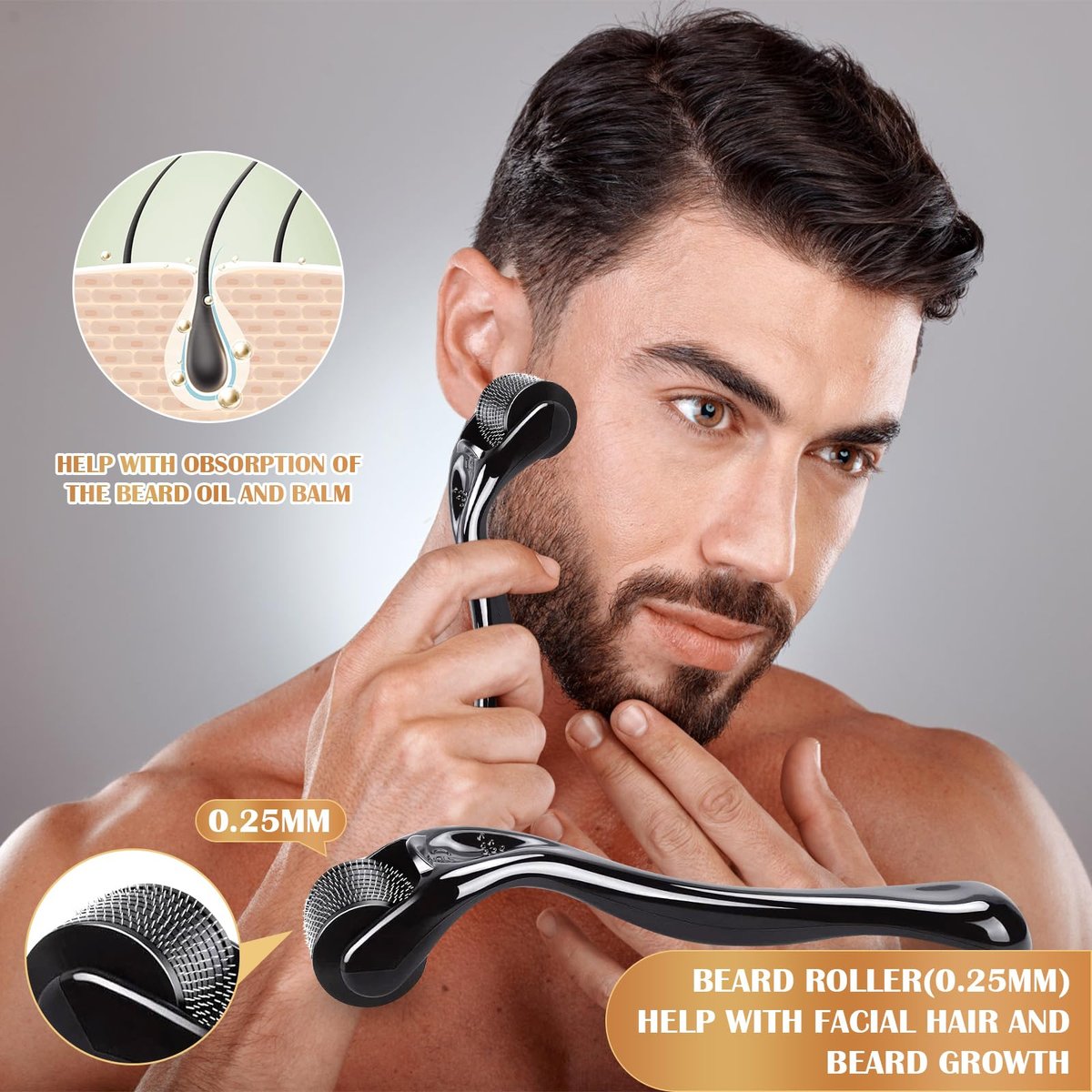 Beard Growth Kit – Complete Grooming Set with Growth Oil, Conditioner, Balm, Shampoo, Derma Roller, Brush, Comb, Scissors & Travel Bag – Christmas Gift for Him Avelisse