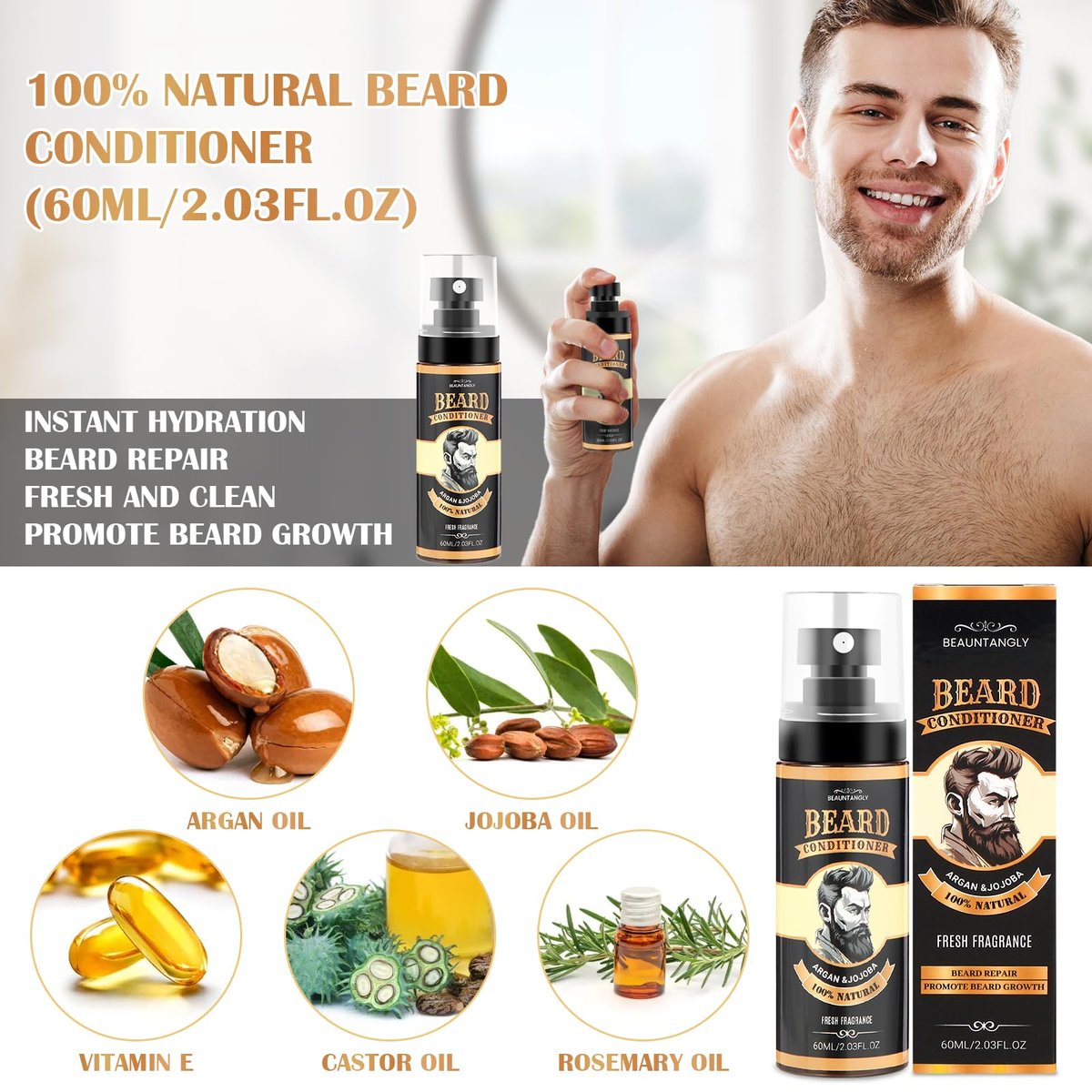 Beard Growth Kit – Complete Grooming Set with Growth Oil, Conditioner, Balm, Shampoo, Derma Roller, Brush, Comb, Scissors & Travel Bag – Christmas Gift for Him Avelisse