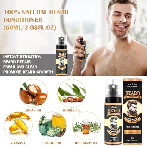 Beard Growth Kit – Complete Grooming Set with Growth Oil, Conditioner, Balm, Shampoo, Derma Roller, Brush, Comb, Scissors & Travel Bag – Christmas Gift for Him Avelisse