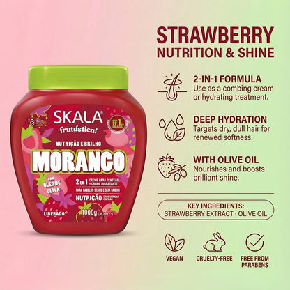 Skala Frutastica Strawberry Treatment Cream 1kg – Deep Moisturizing Hair Mask for Curly, Coily & Dry Hair