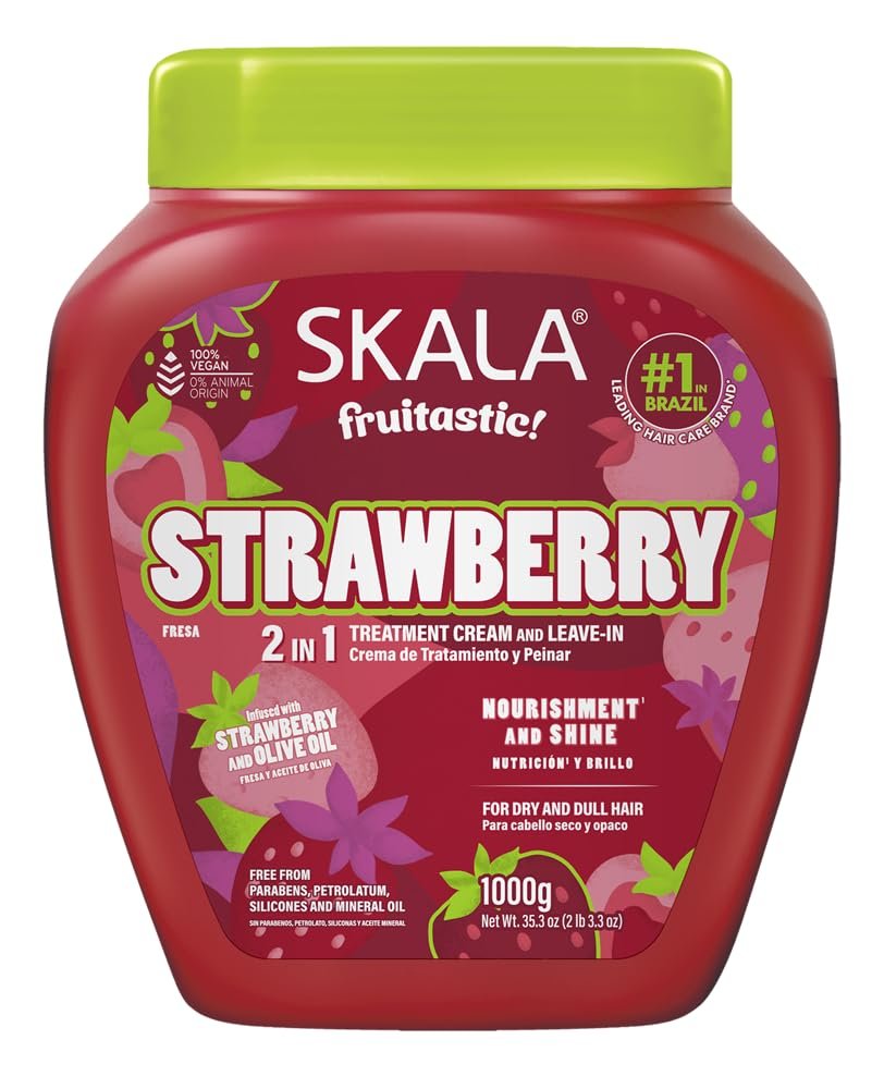 Skala Frutastica Strawberry Treatment Cream 1kg – Deep Moisturizing Hair Mask for Curly, Coily & Dry Hair - görsel 1