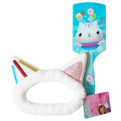 LUV HER Kids Hair Brush & Spa Headband Set for Girls - Gabby's Dollhouse Cakey - Fun Grooming Kit for Detangling, Styling & Skincare - Soft & Stretchy One Size, Ages 3+ Avelisse