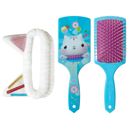 LUV HER Kids Hair Brush & Spa Headband Set for Girls - Gabby's Dollhouse Cakey - Fun Grooming Kit for Detangling, Styling & Skincare - Soft & Stretchy One Size, Ages 3+ Avelisse