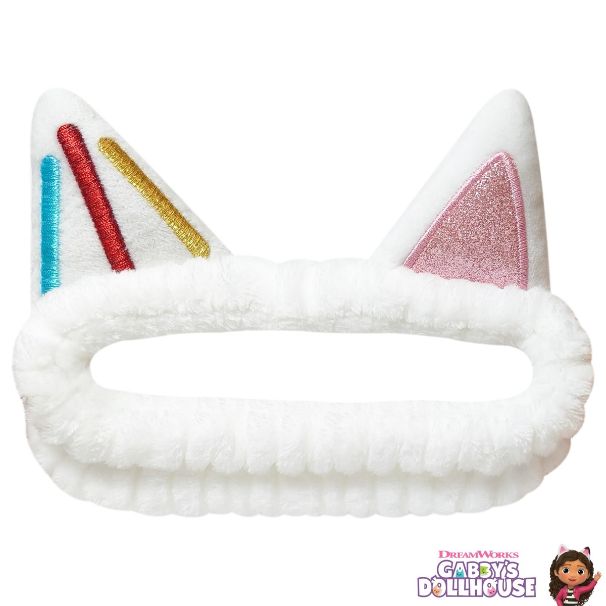LUV HER Kids Hair Brush & Spa Headband Set for Girls - Gabby's Dollhouse Cakey - Fun Grooming Kit for Detangling, Styling & Skincare - Soft & Stretchy One Size, Ages 3+ Avelisse