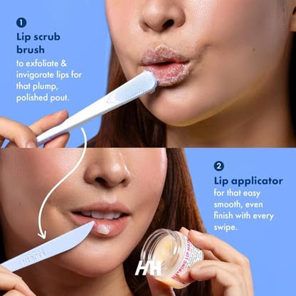 Handmade Heroes Lip Brush & Reusable Lip Exfoliator - Gentle Exfoliant for Chapped Lips with Sugar Lip Polish & Scrubber (2-Pack)