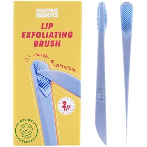 Handmade Heroes Lip Brush & Reusable Lip Exfoliator - Gentle Exfoliant for Chapped Lips with Sugar Lip Polish & Scrubber (2-Pack) - görsel 2