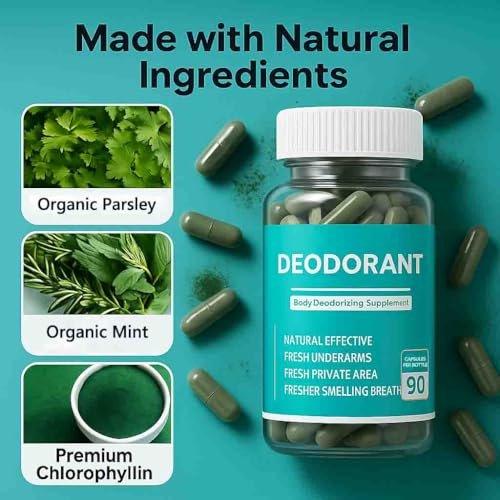 Body Deodorizing Supplement - Internal Deodorant Chlorophyll Capsules for Men & Women, Full Body Odor Control, Natural Deodorant, 90 Count Avelisse