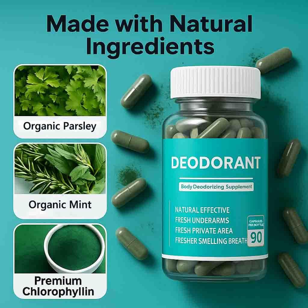 Body Deodorizing Supplement - Internal Deodorant Chlorophyll Capsules for Men & Women, Full Body Odor Control, Natural Deodorant, 90 Count Avelisse