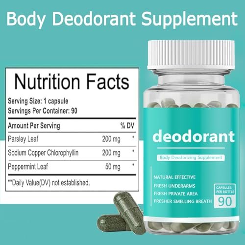 Body Deodorizing Supplement - Internal Deodorant Chlorophyll Capsules for Men & Women, Full Body Odor Control, Natural Deodorant, 90 Count Avelisse