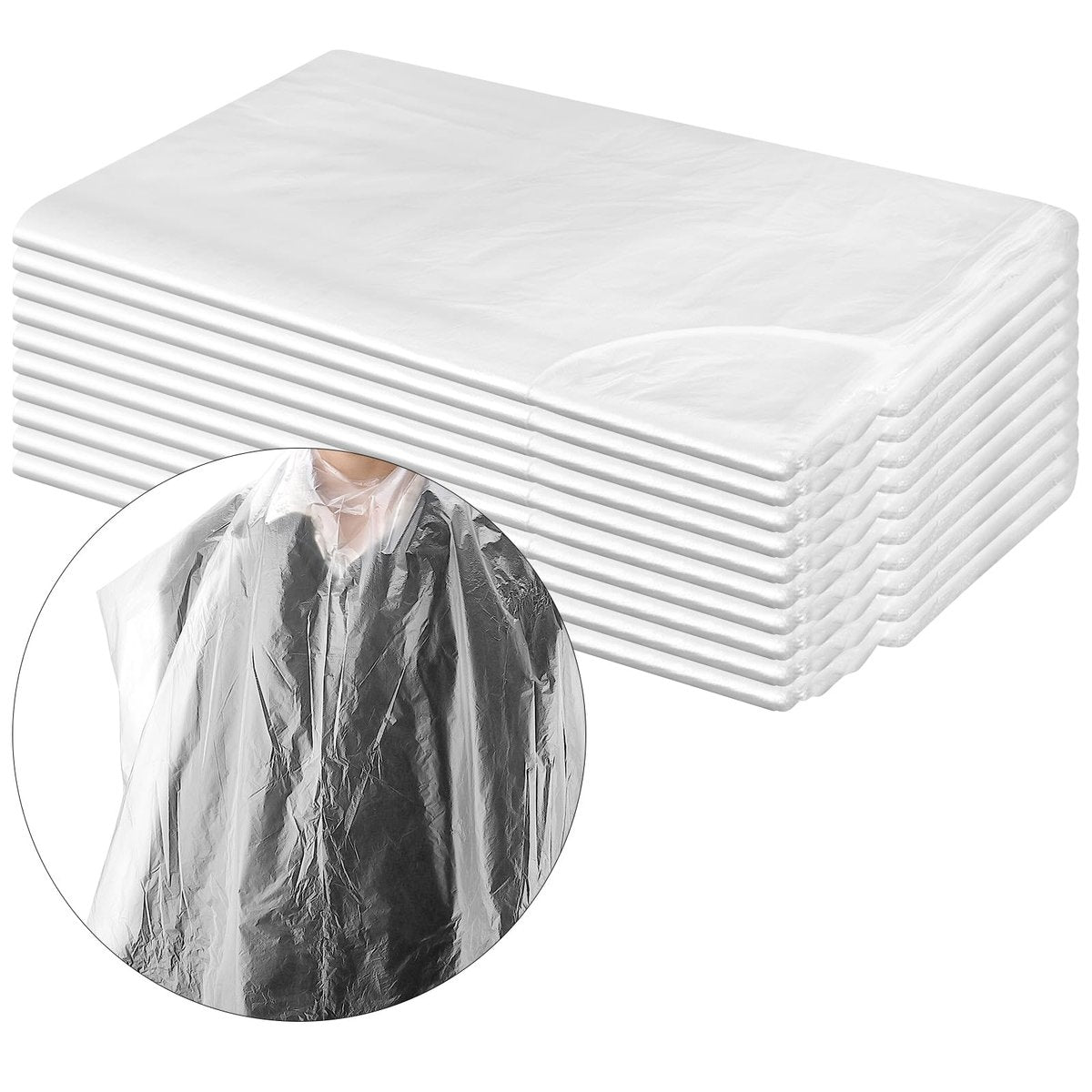 GINLANK 200 PCS Disposable Barbershop Capes 35x47 Inch Clear Plastic Hair Dye Capes for Salon - görsel 1