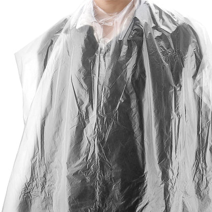 GINLANK 200 PCS Disposable Barbershop Capes 35x47 Inch Clear Plastic Hair Dye Capes for Salon
