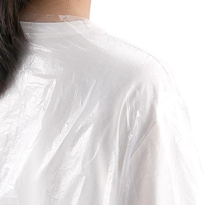 GINLANK 200 PCS Disposable Barbershop Capes 35x47 Inch Clear Plastic Hair Dye Capes for Salon