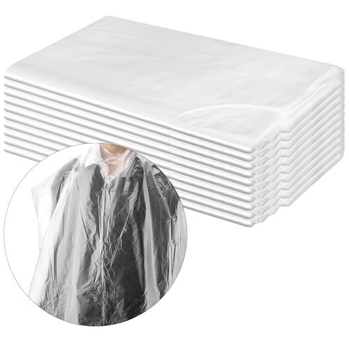 GINLANK 200 PCS Disposable Barbershop Capes 35x47 Inch Clear Plastic Hair Dye Capes for Salon - görsel 2