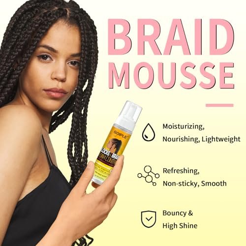 Goiple Braid Foam Control Mousse - Lightweight Braiding Mousse for Twist, Locs, Braids with Rose Mint & Rose Water - Soothes Itchy Scalp, 4.2 Fl Oz (Pack of 2) Avelisse