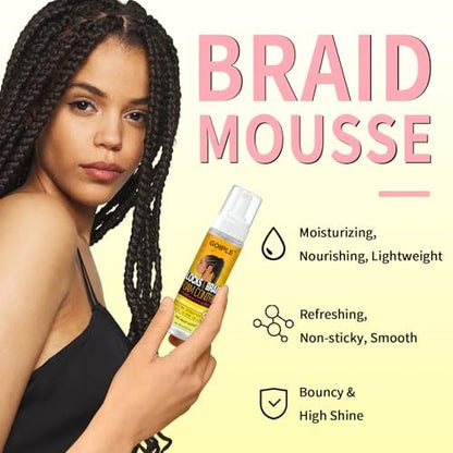 Goiple Braid Foam Control Mousse - Lightweight Braiding Mousse for Twist, Locs, Braids with Rose Mint & Rose Water - Soothes Itchy Scalp, 4.2 Fl Oz (Pack of 2) Avelisse