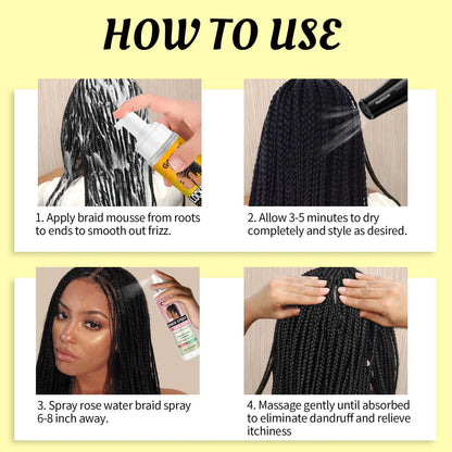 Goiple Braid Foam Control Mousse - Lightweight Braiding Mousse for Twist, Locs, Braids with Rose Mint & Rose Water - Soothes Itchy Scalp, 4.2 Fl Oz (Pack of 2) Avelisse