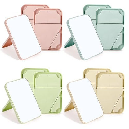 DEAYOU 12 Pack Desktop Makeup Mirror - 8 Inch Portable Vanity Mirror with Stand, Adjustable Folding Travel Mirror for Women (4 Colors) Avelisse