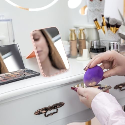 DEAYOU 12 Pack Desktop Makeup Mirror - 8 Inch Portable Vanity Mirror with Stand, Adjustable Folding Travel Mirror for Women (4 Colors) Avelisse