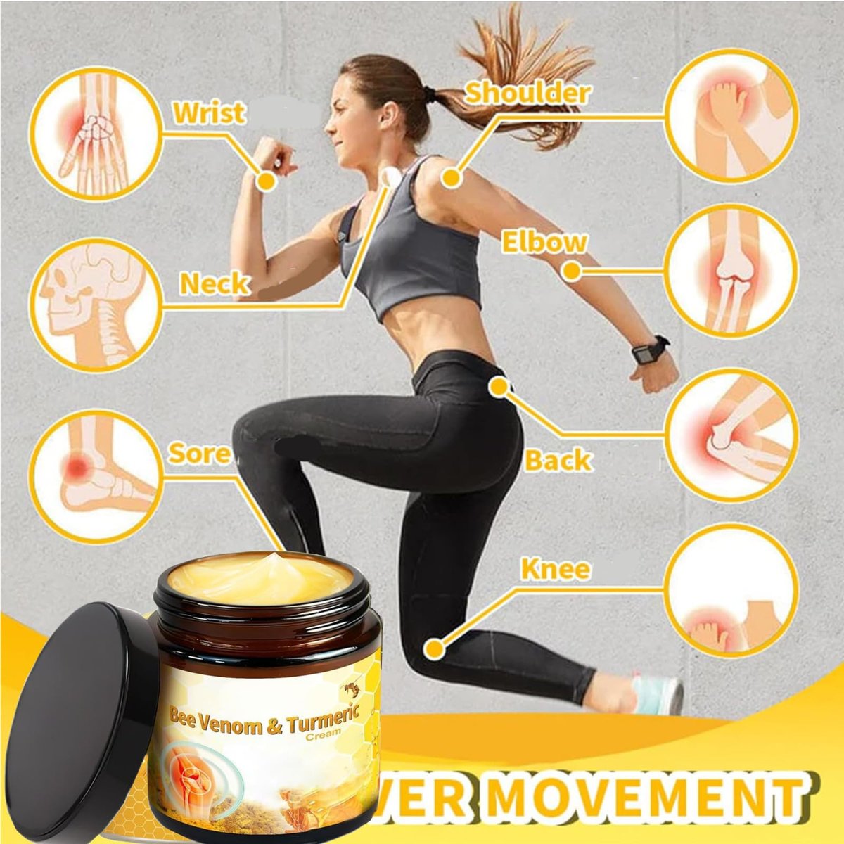 OSFRIAGE Bee Venom Turmeric Joint Cream - Professional Strength Joint & Bone Gel for Back, Knee, Hands, Neck, Feet - 2 Pack (60ml Total) Avelisse
