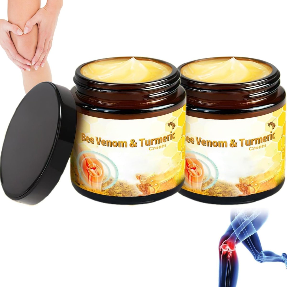 OSFRIAGE Bee Venom Turmeric Joint Cream - Professional Strength Joint & Bone Gel for Back, Knee, Hands, Neck, Feet - 2 Pack (60ml Total) Avelisse