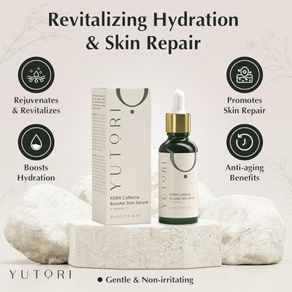 Yutori PDRN Serum with Caffeine Booster - Plant Based Antiaging Face Serum for Wrinkle Care, Lifting, Hydrating, Natural Glow, All Skin Types, 1.01 fl oz (30 ml) Avelisse