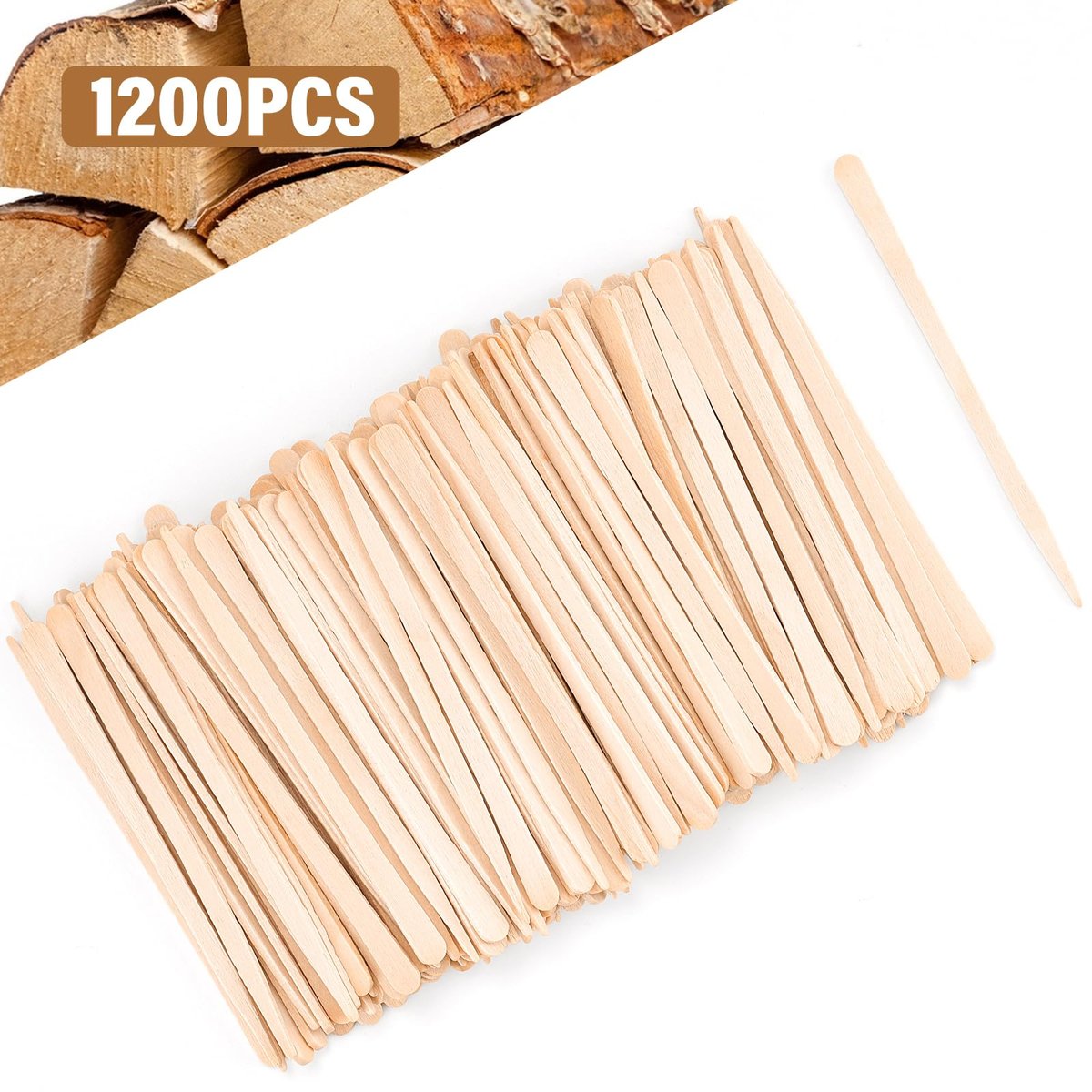 EWVVSS 1200-Pcs Eyebrow Wax Sticks for Hair Removal - Wooden Wax Applicator Sticks for Precision Facial Waxing - görsel 5