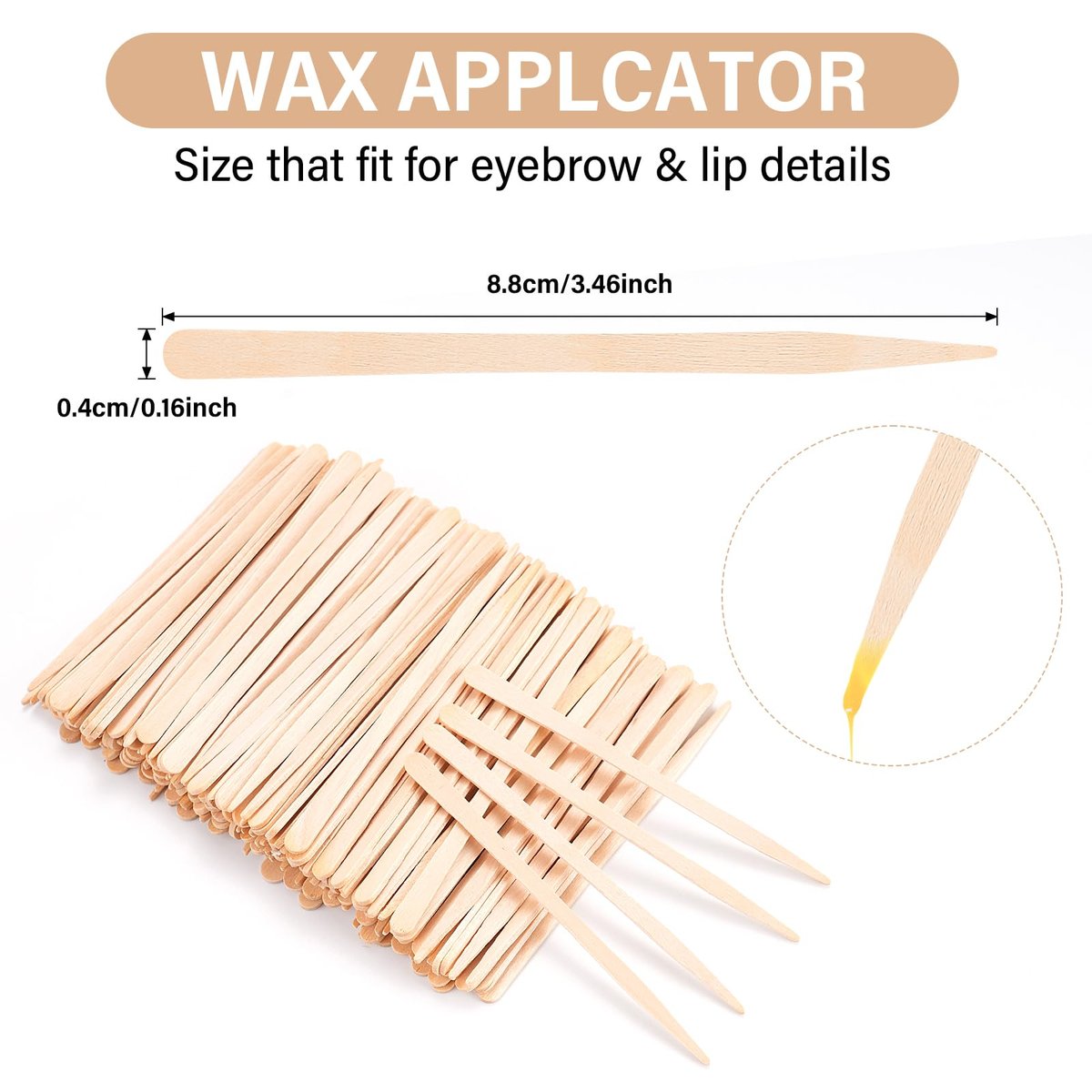EWVVSS 1200-Pcs Eyebrow Wax Sticks for Hair Removal - Wooden Wax Applicator Sticks for Precision Facial Waxing - görsel 3