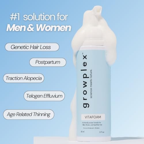 Growplex Vitafoam 5% Minoxidil Foam for Men & Women – DHT Blocking, Non-Greasy, Fast-Drying Hair Regrowth Treatment Avelisse