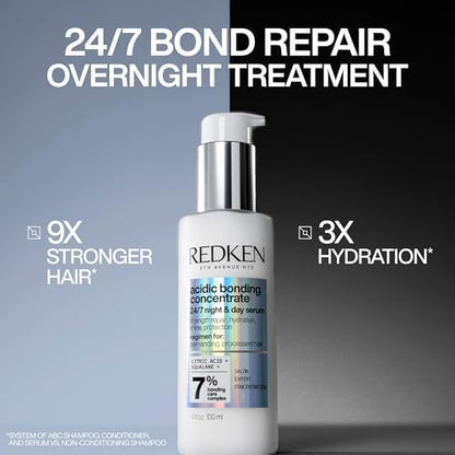 Redken Acidic Bonding Concentrate 24/7 Night & Day Serum for Damaged Hair - Nourishes & Restores, Overnight Hair Repair & Protection, Lightweight & Anti-Frizz Avelisse