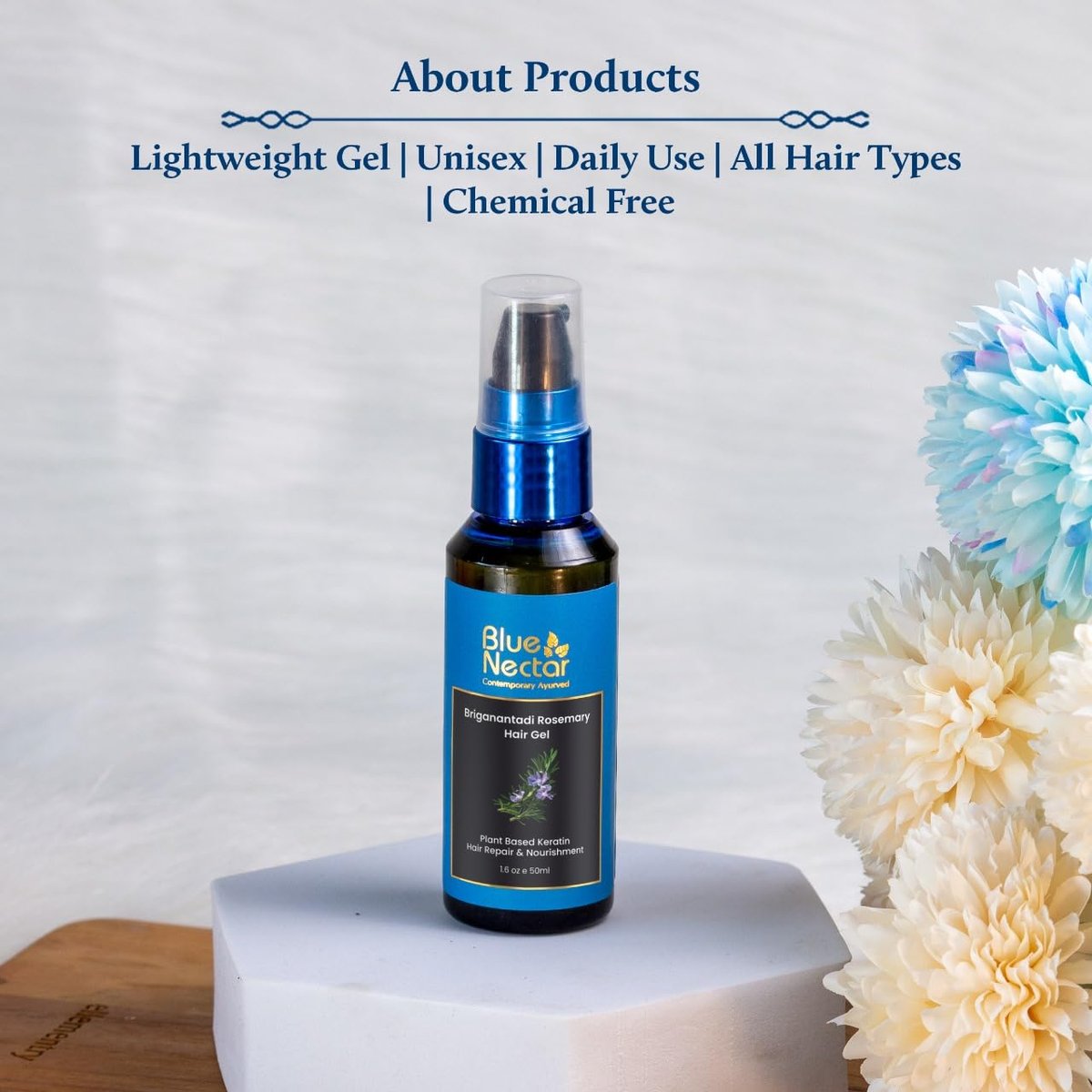 Blue Nectar Rosemary Hair Gel for Curly & Frizzy Hair | Plant-Based Keratin Moisturizer for Women & Men | All Hair Types (12 Herbs, 1.7 Fl Oz) - görsel 11