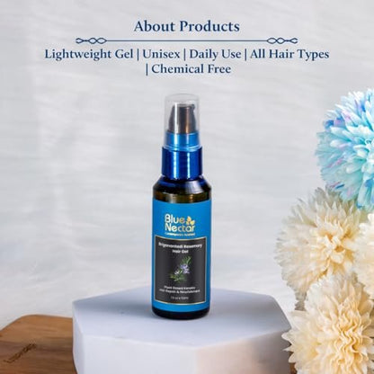 Blue Nectar Rosemary Hair Gel for Curly & Frizzy Hair | Plant-Based Keratin Moisturizer for Women & Men | All Hair Types (12 Herbs, 1.7 Fl Oz)