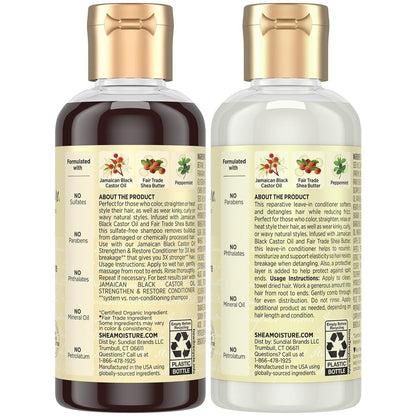 SheaMoisture Jamaican Black Castor Oil Strengthen & Restore Shampoo and Leave-in Conditioner Travel Set, 3.2 oz Each Avelisse