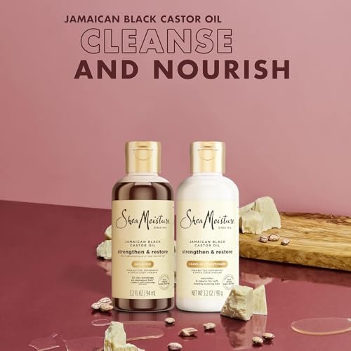 SheaMoisture Jamaican Black Castor Oil Strengthen & Restore Shampoo and Leave-in Conditioner Travel Set, 3.2 oz Each Avelisse