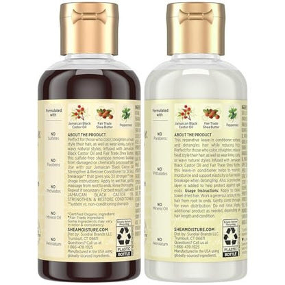 SheaMoisture Jamaican Black Castor Oil Strengthen & Restore Shampoo and Leave-in Conditioner Travel Set, 3.2 oz Each Avelisse