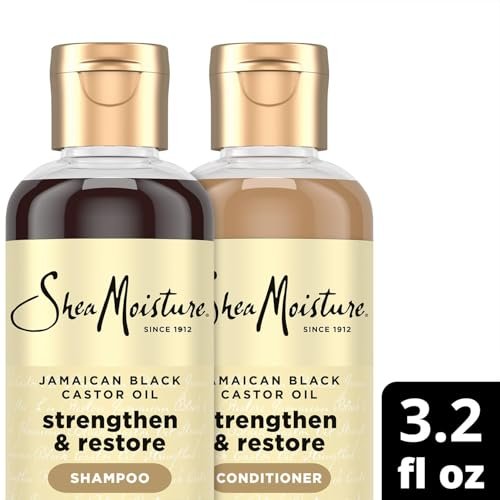 SheaMoisture Jamaican Black Castor Oil Strengthen & Restore Shampoo and Leave-in Conditioner Travel Set, 3.2 oz Each Avelisse